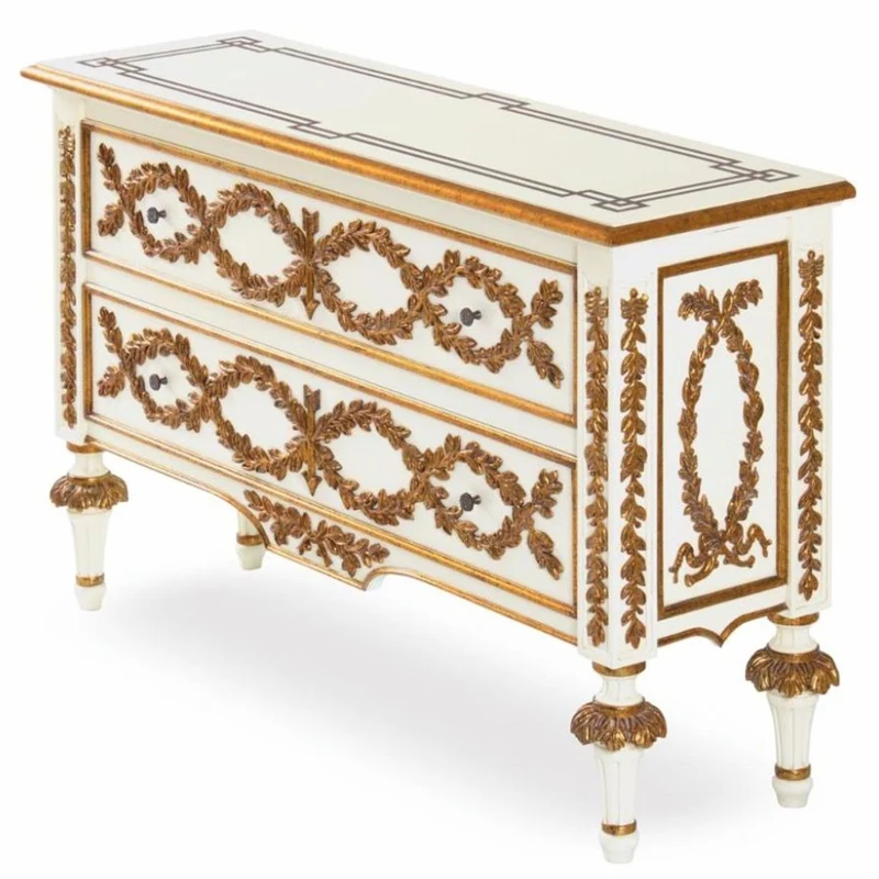 Casa Padrino Luxus Barock Kommode Elfenbein / Gold 135 cm - Barock Möbel