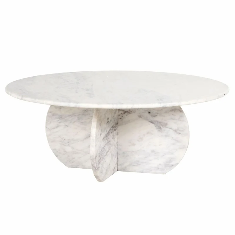 Casa Padrino Luxus Marmor Couchtisch Weiß Ø 90 cm - Luxus Wohnzimmer Möbel