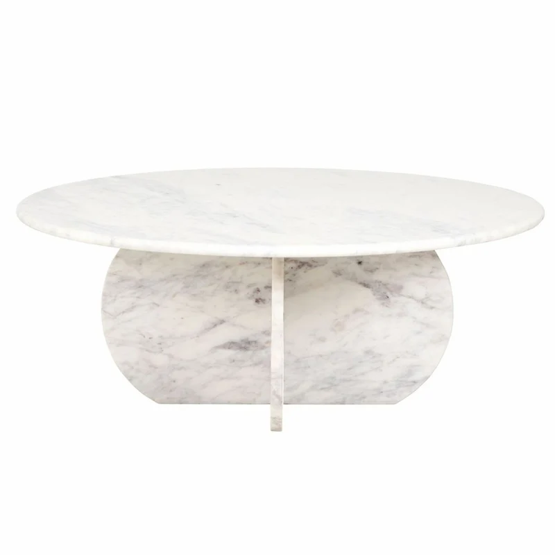 Casa Padrino Luxus Marmor Couchtisch Weiß Ø 90 cm - Luxus Wohnzimmer Möbel