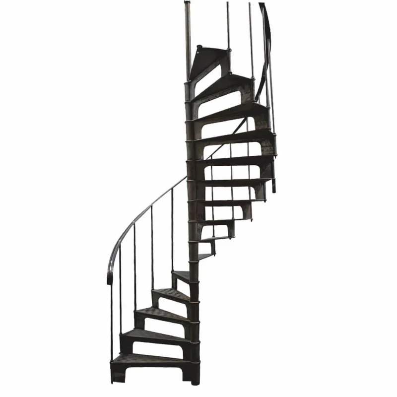 Casa Padrino Gusseisen Wendeltreppe mit Geländer linke Seite Schwarz H. 278 cm - Rustikale Spiraltreppe