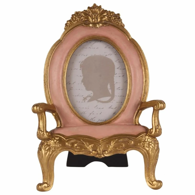 Casa Padrino Barock Bilderrahmen in Sessel Form Rosa / Gold H. 18,5 cm