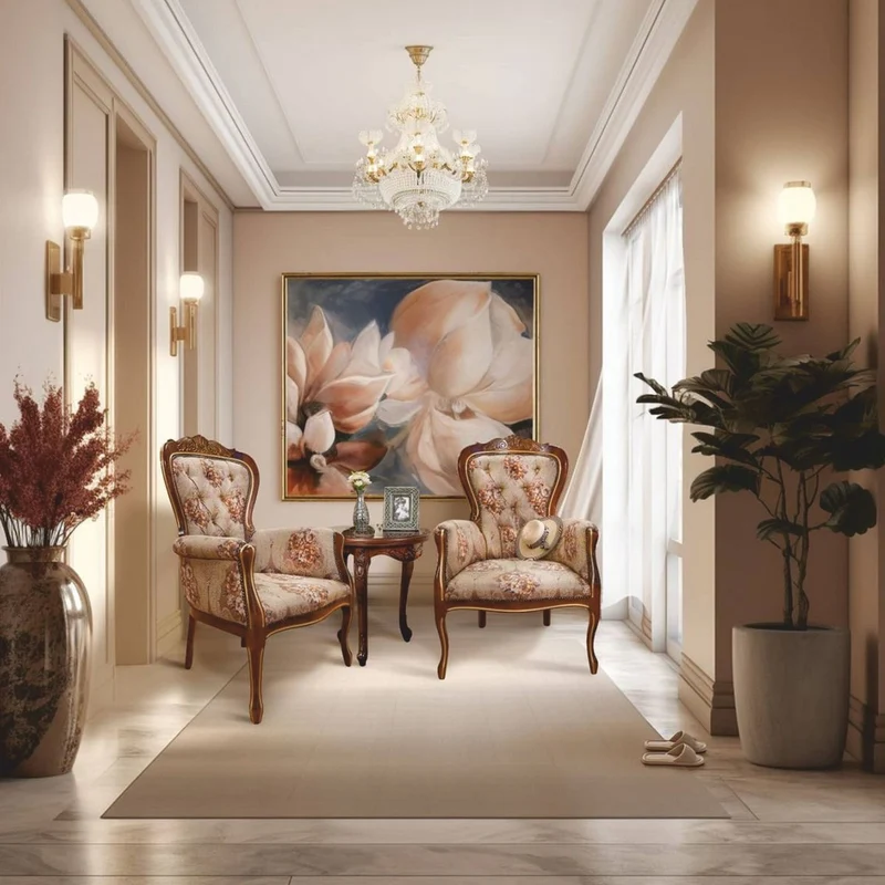 Casa Padrino Luxus Barock Sessel Hellbraun / Dunkelbraun / Gold - Barock Möbel