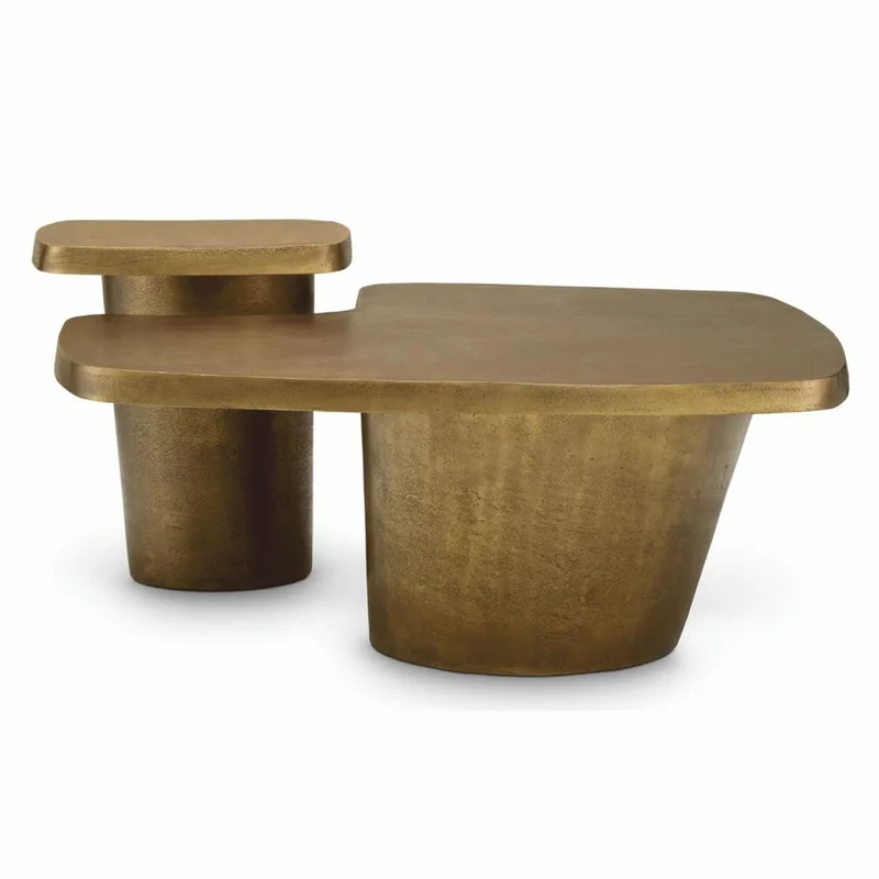 Casa Padrino Luxus Aluminium Couchtisch Set Vintage Messing - Hotel & Wohnzimmer Möbel