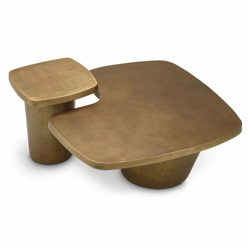 Casa Padrino Luxus Aluminium Couchtisch Set Vintage Messing - Hotel & Wohnzimmer Möbel