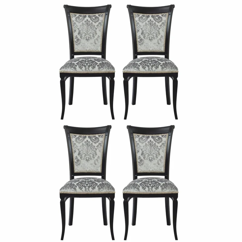 Casa Padrino Luxus Art Deco Esszimmer Stuhl 4er Set Grau / Schwarz H. 96 cm - Esszimmer Möbel