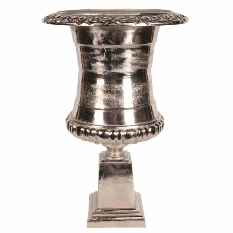 Casa Padrino Barock Aluminium Blumentopf Silber H. 71 cm - Barock Deko Accessoires