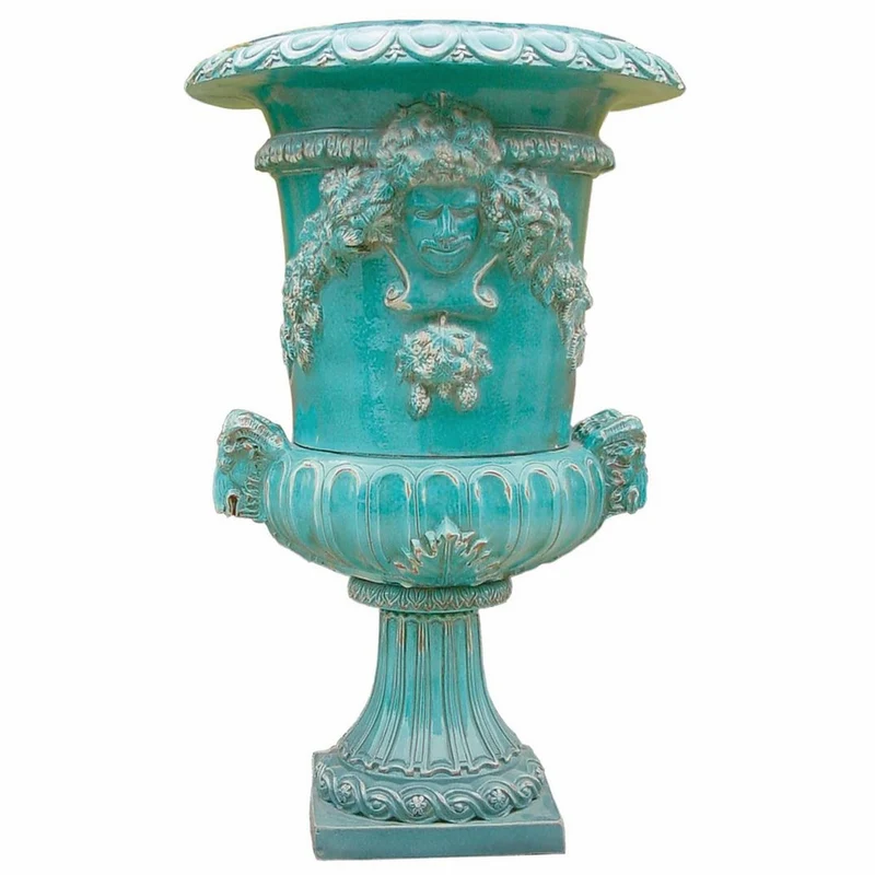 Casa Padrino Luxus Barock Garten Deko Keramik Blumentopf Antik Grün Ø 102 x H. 162 cm