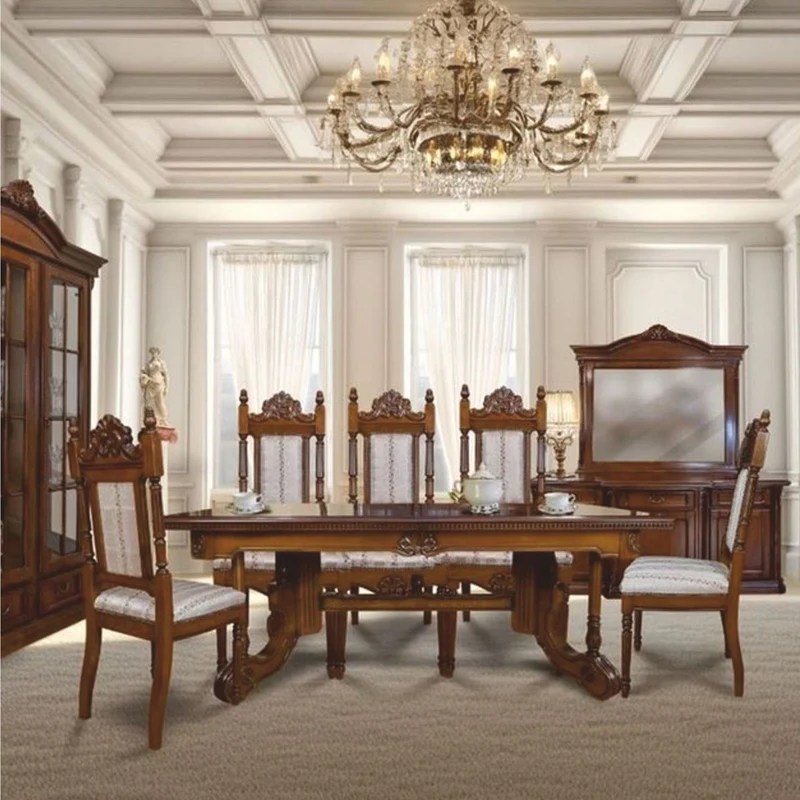 Casa Padrino Luxus Barock Esszimmer Set Braun / Silber - 1 Ausziehbarer Esstisch & 8 Stühle