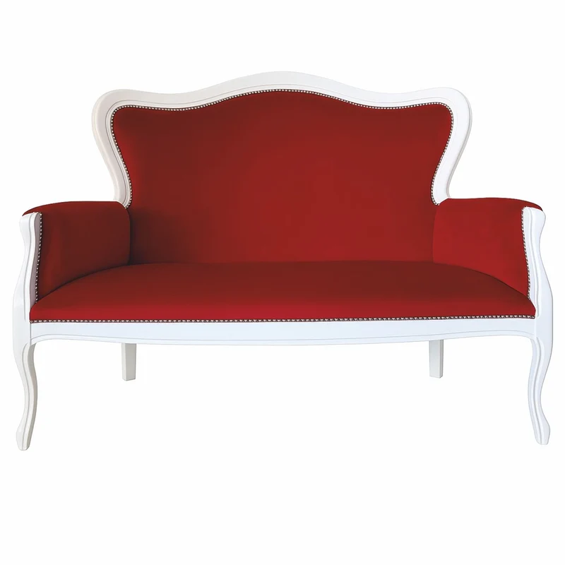 Casa Padrino Luxus Barock Samt Sofa Bordeauxrot / Weiß 125 cm - Barock Möbel