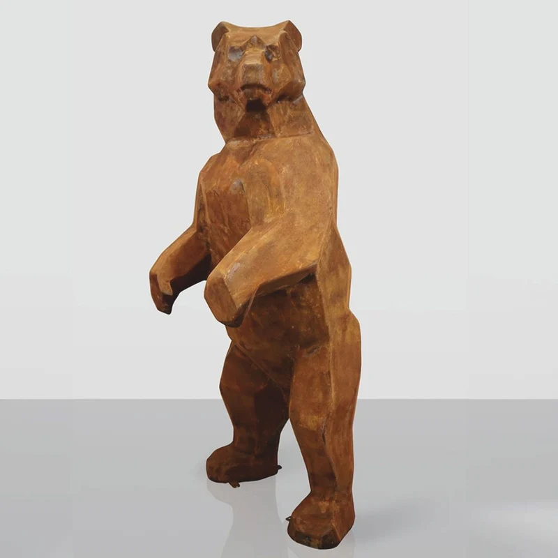 Casa Padrino XXL Garten Skulptur Bär Rost H. 190 cm - Abstrakte Deko Figur