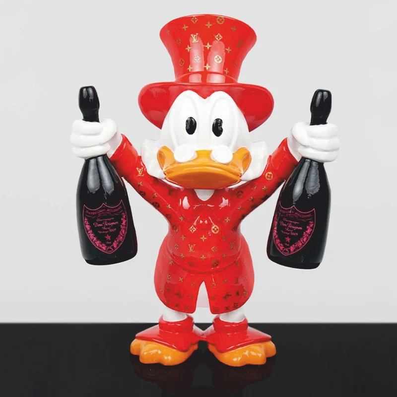 Casa Padrino Deko Figur Ente Rot / Weiß / Schwarz H. 45 cm - Deko Skulptur