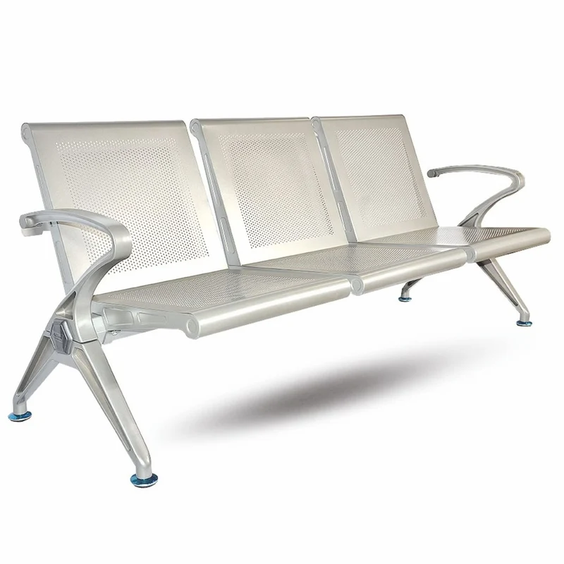 Casa Padrino 3er Besucherbank / Wartezimmerbank Silber 180 cm - Wartezimmer Möbel