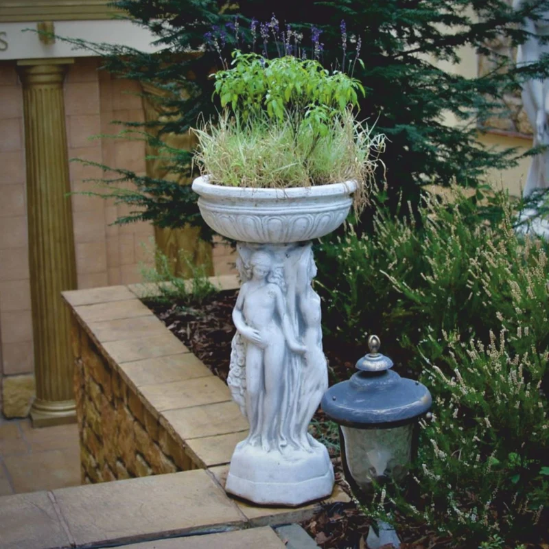 Casa Padrino Jugendstil Garten Deko Blumentopf Frauen Weiß Ø 42 x H. 84 cm