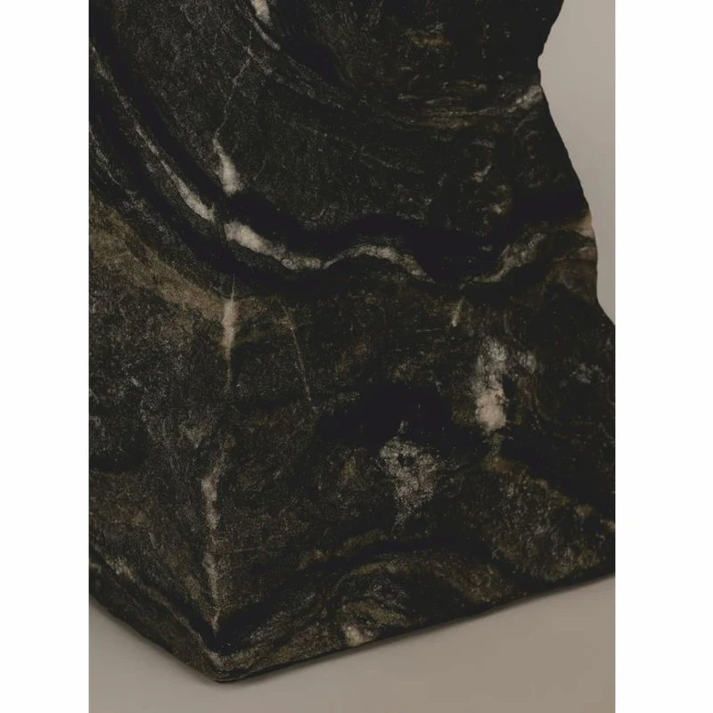 Casa Padrino Luxus Naturstein Tischleuchte Schwarz / Silber H. 56 cm - Schreibtischleuchte