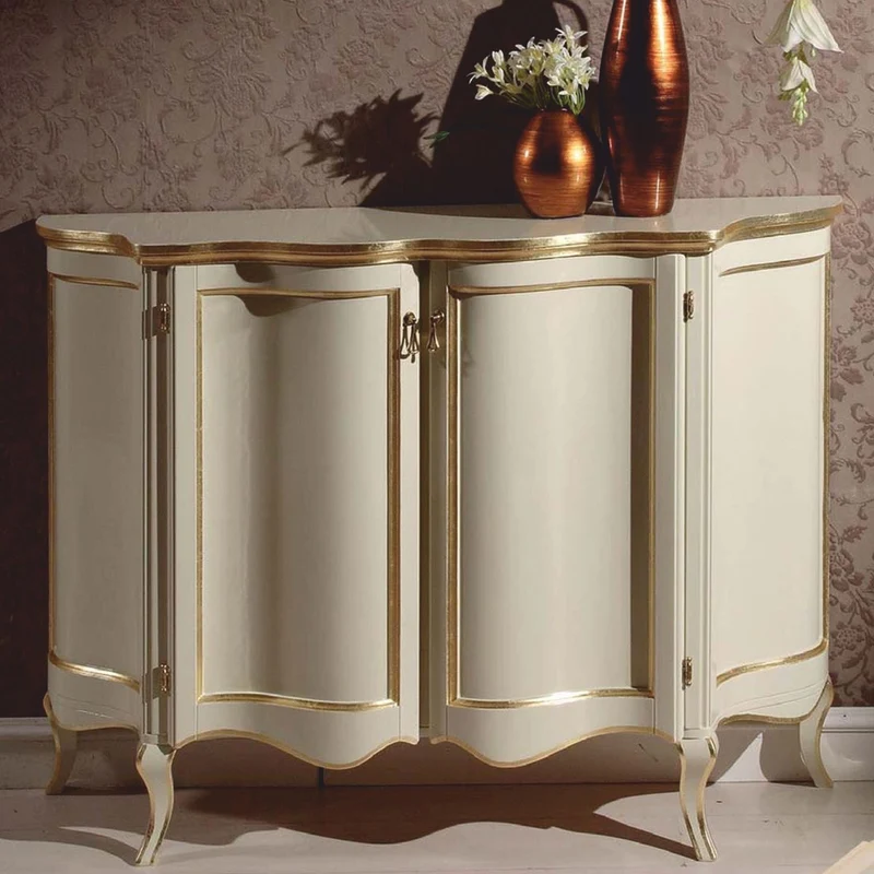Casa Padrino Luxus Barock Sideboard Creme / Gold 124 cm - Barock Möbel - Made in Italy