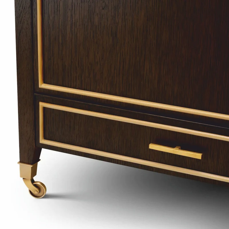 Casa Padrino Luxus Servierwagen Dunkelbraun / Messing 90,5 cm - Hotel Trolley
