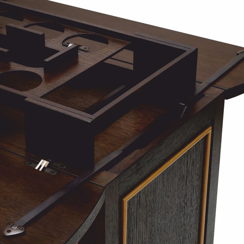 Casa Padrino Luxus Servierwagen Dunkelbraun / Messing 90,5 cm - Hotel Trolley