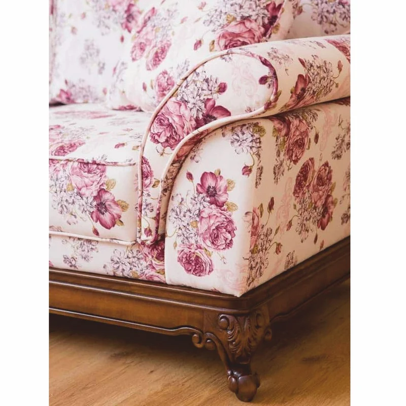 Casa Padrino Luxus Barock Sofa Weiß / Pink / Braun 210 cm - Barock Wohnzimmer Möbel