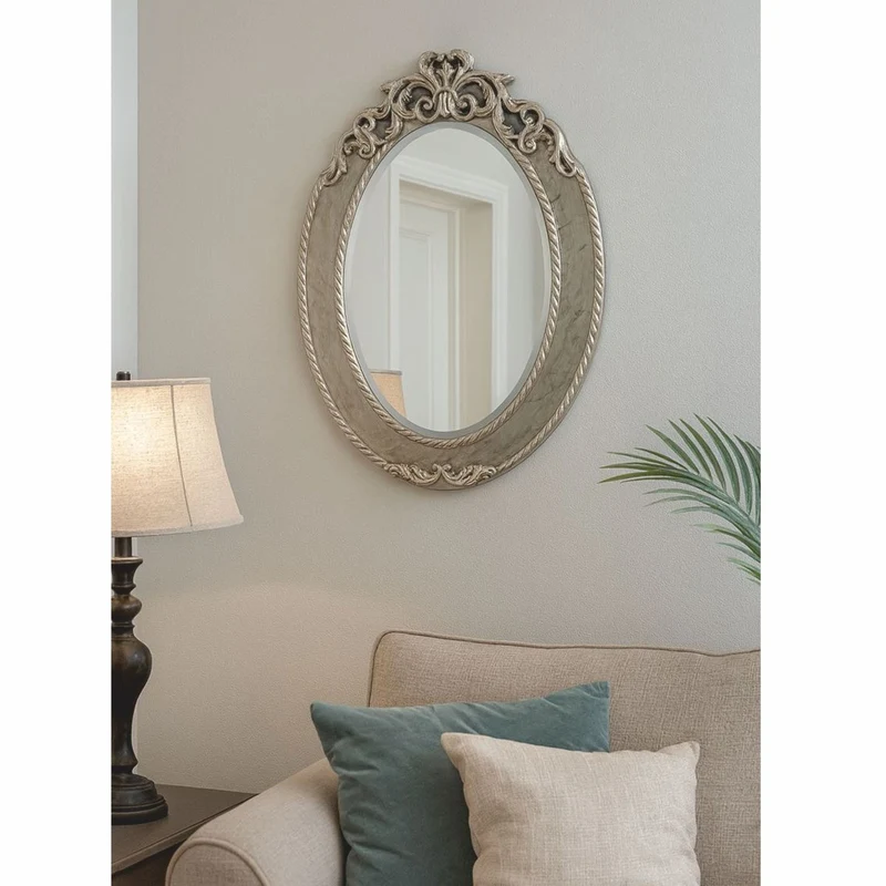 Casa Padrino Luxus Barock Spiegel Silber H. 95 cm - Barock Möbel - Made in Italy