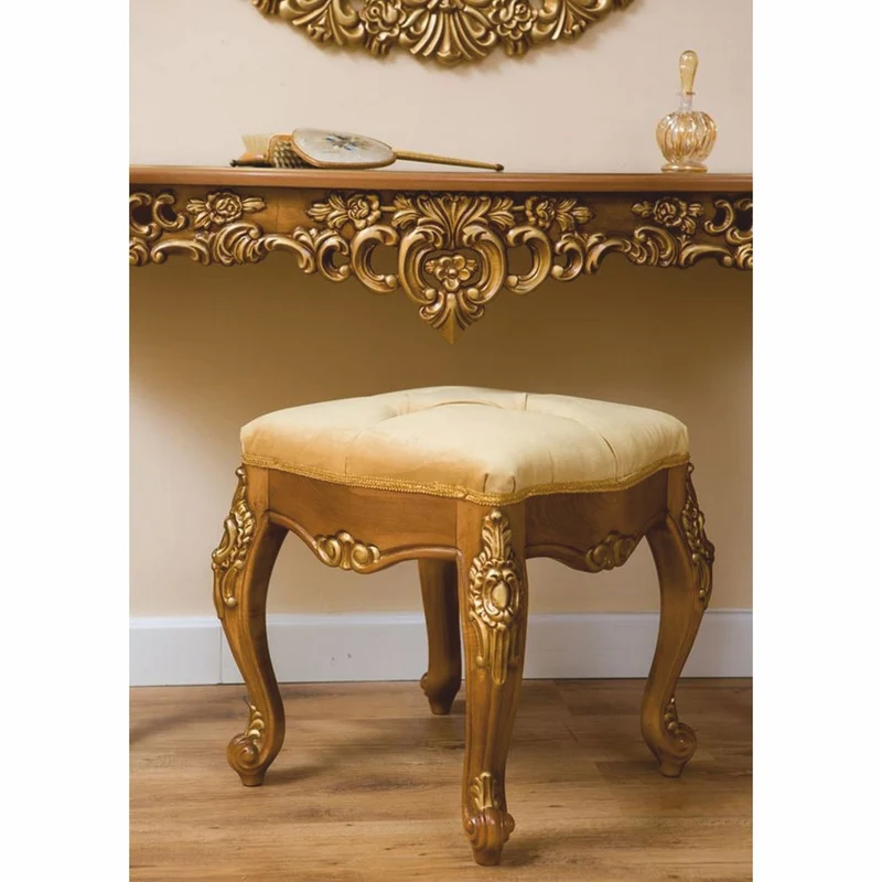 Casa Padrino Luxus Barock Konsole mit Wandspiegel und Hocker Braun / Gold - Barock Möbel
