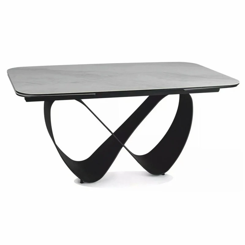Casa Padrino Luxus Esstisch Matt Weiß / Matt Schwarz 160-240 cm - Ausziehbar