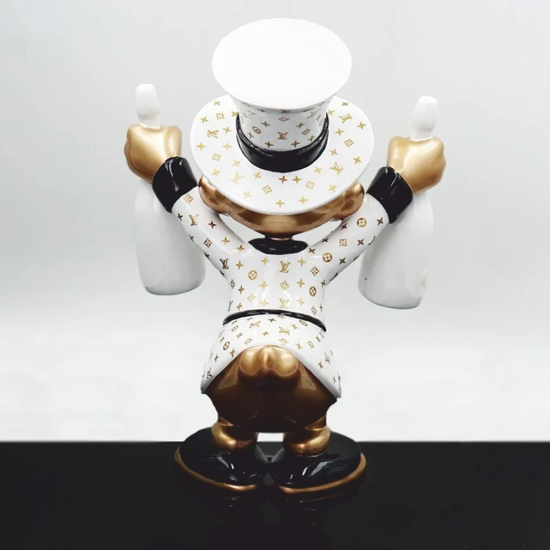 Casa Padrino XXL Deko Skulptur Ente Weiß / Gold / Schwarz H. 170 cm - Große Deko Figur