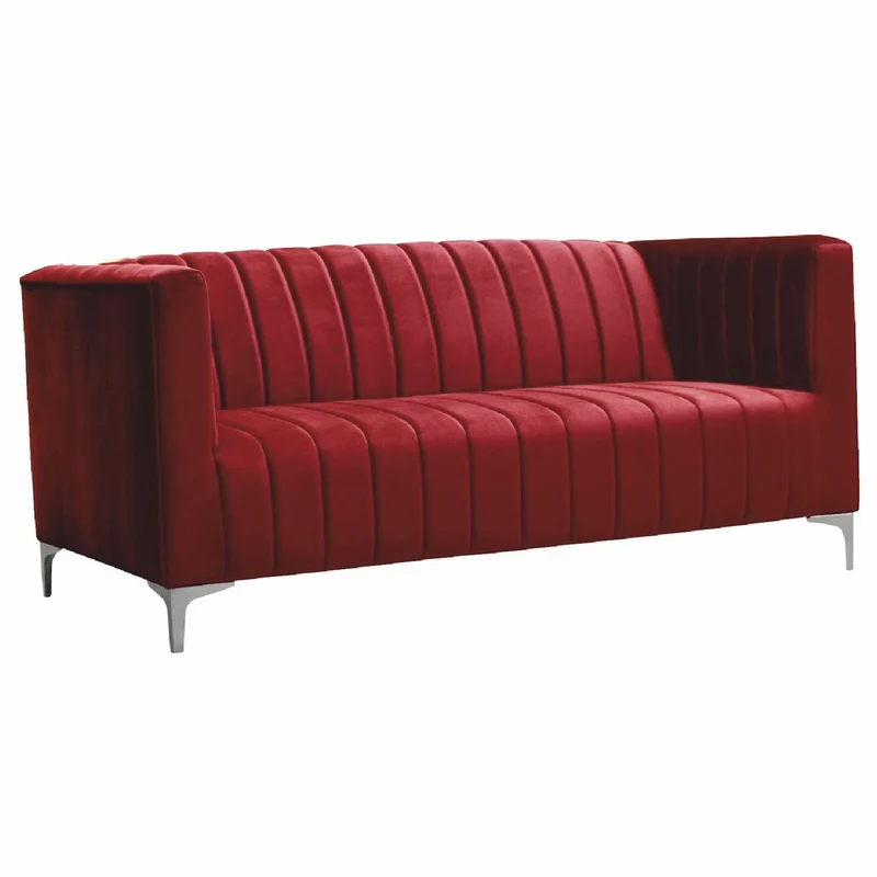 Casa Padrino Luxus 2er Samt Sofa Bordeauxrot / Grau 162 cm - Wohnzimmer Möbel