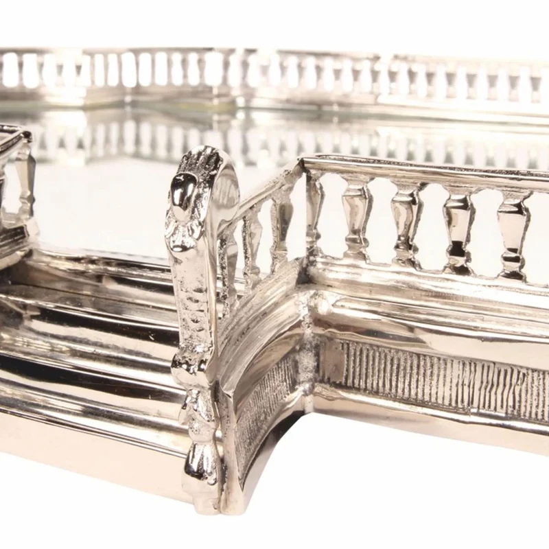 Casa Padrino Barock Tablett Silber 85 cm - Barockstil Gastronomie Accessoires
