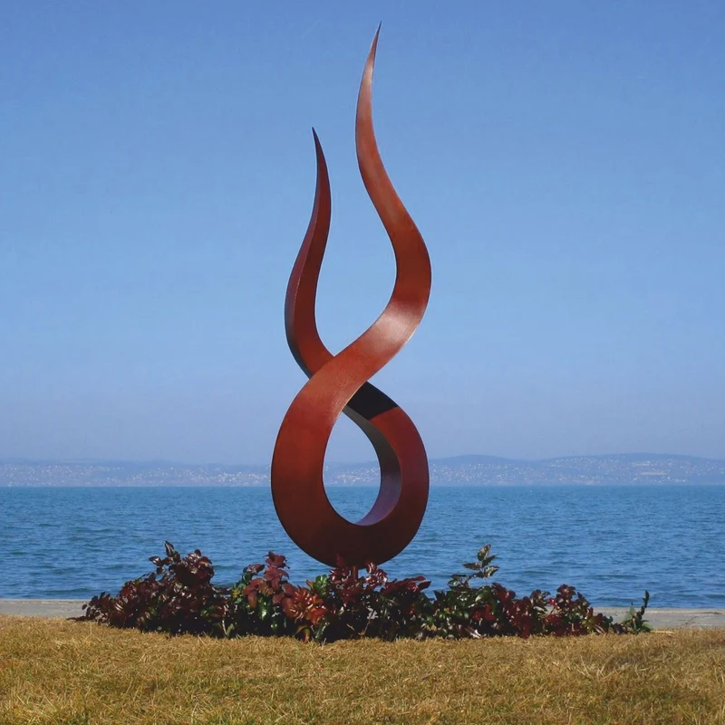 Casa Padrino Luxus Stahl Garten Deko Skulptur Flamme Rost H. 210 cm