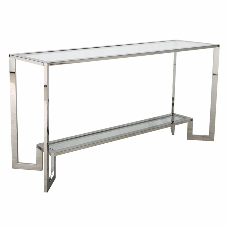 Casa Padrino Luxus Edelstahl Konsole mit Glasplatten Silber 160 cm - Luxus Möbel