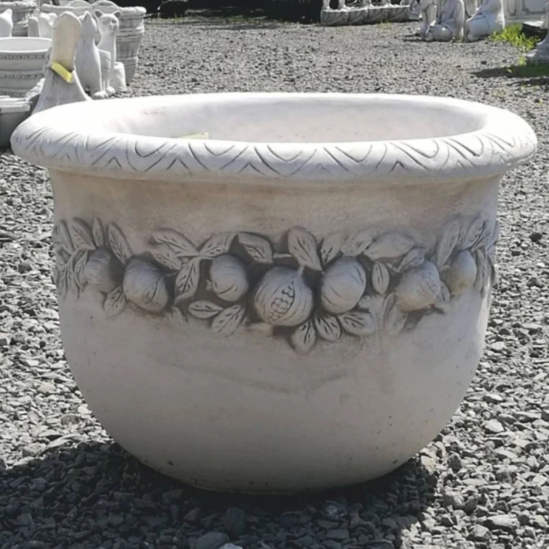 Casa Padrino Jugendstil Garten Deko Blumentopf Grau Ø 69 x H. 48 cm - Terrassen Deko