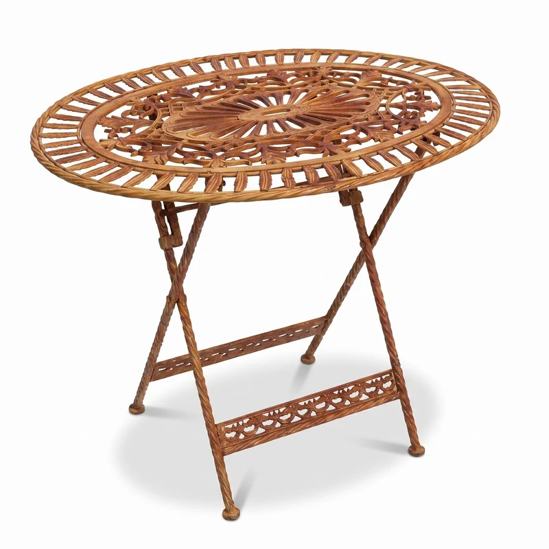 Casa Padrino Jugendstil Gartentisch Rost 70 x 54 x H. 74 cm - Klappbarer Garten Esstisch