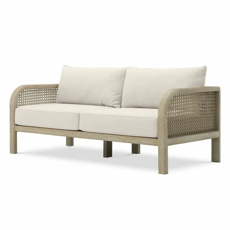 Casa Padrino Luxus Teakholz Garten Sofa Sandfarben / Beige 194 cm - Garten Möbel