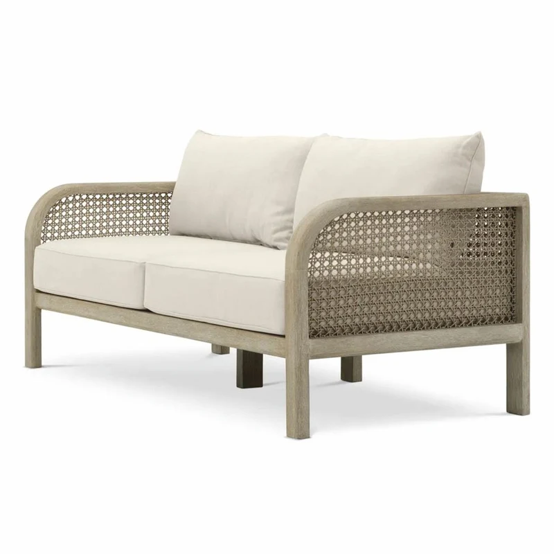 Casa Padrino Luxus Teakholz Garten Sofa Sandfarben / Beige 194 cm - Garten Möbel