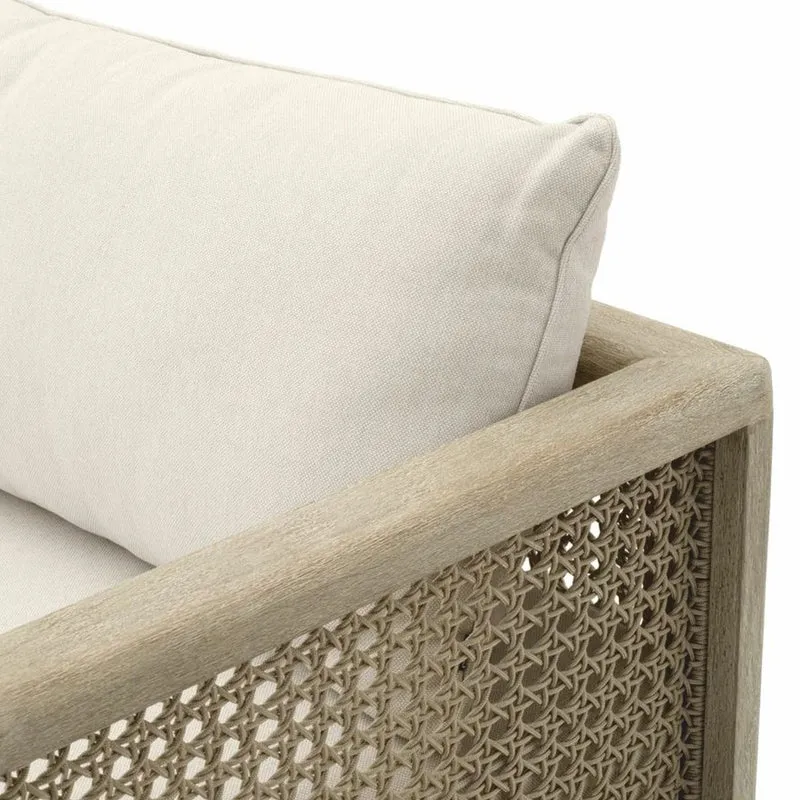 Casa Padrino Luxus Teakholz Garten Sofa Sandfarben / Beige 194 cm - Garten Möbel