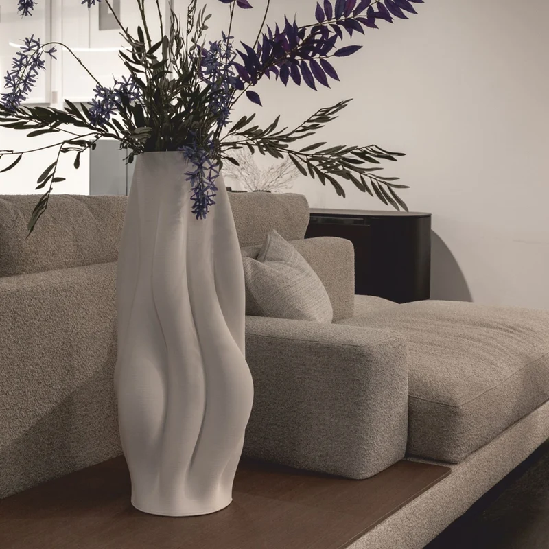 Casa Padrino Luxus Vase Weiß H. 48 cm - Keramik Blumenvase - Deko Accessoires