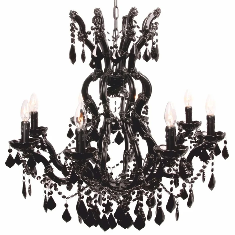 Casa Padrino Barock Kristall Kronleuchter Schwarz Ø 73 x H. 78 cm - Barock Leuchten