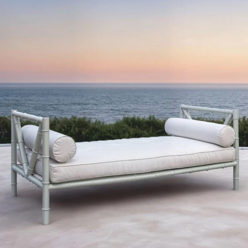 Casa Padrino Luxus Schmiedeeisen Sofa Grau / Weiß 200 cm - Hotel & Garten Sofa