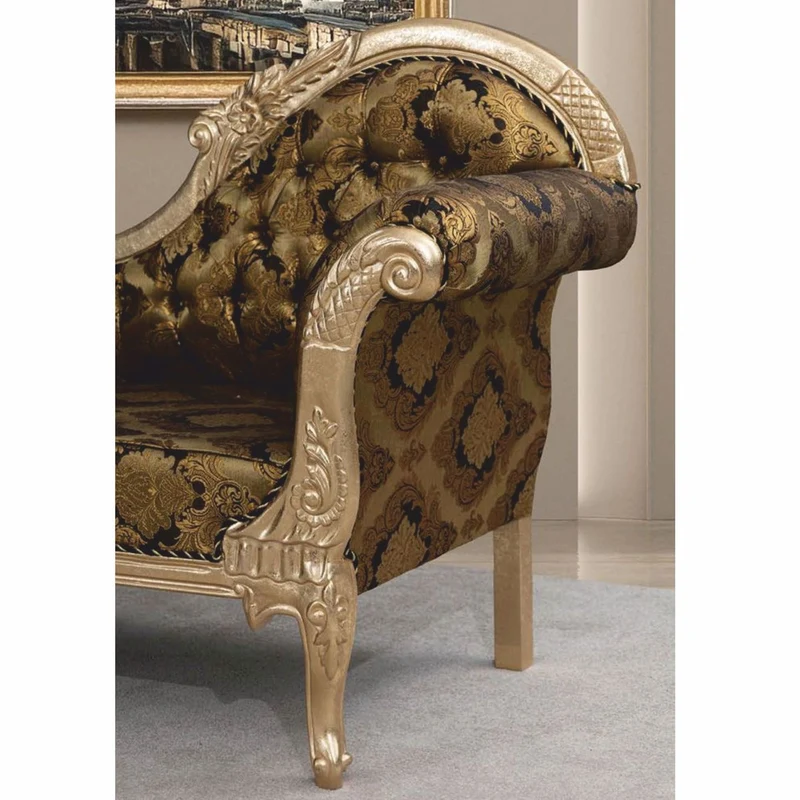 Casa Padrino Luxus Barock Sofa Rechte Seite Gold / Schwarz / Silber 210 cm - Barock Möbel