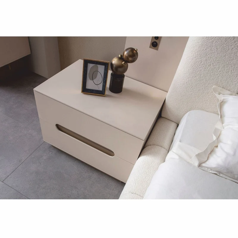 Casa Padrino Luxus Schlafzimmer Set Weiß / Grau - 1 Doppelbett & 2 Nachttische
