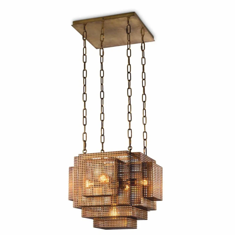 Casa Padrino Luxus Industrie Stil Hängeleuchte Vintage Messing - Luxus Leuchten