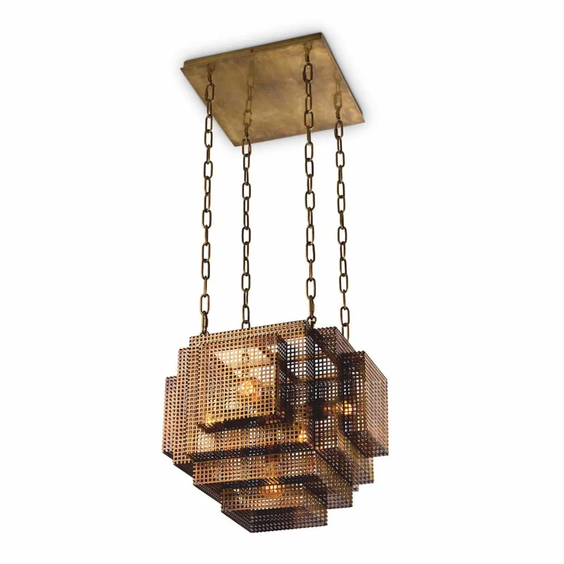 Casa Padrino Luxus Industrie Stil Hängeleuchte Vintage Messing - Luxus Leuchten