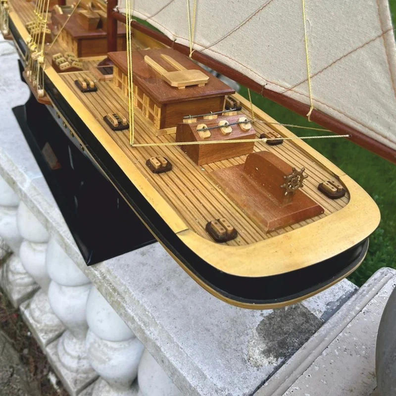 Casa Padrino Deko Segelschiff Atlantic Braun / Schwarz / Naturfarben 114 cm