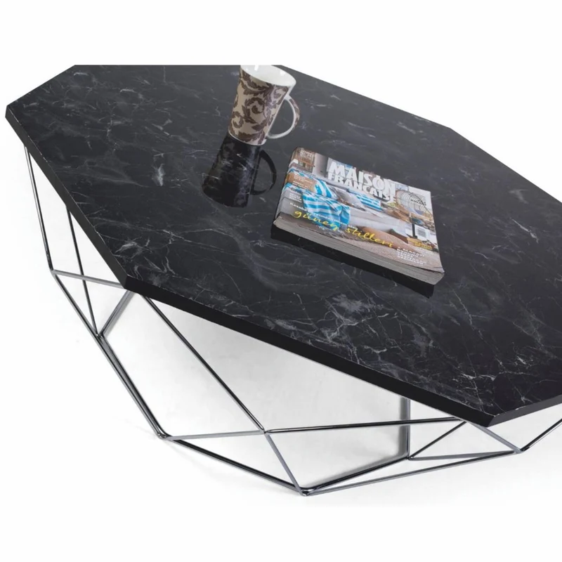 Casa Padrino Luxus Couchtisch Schwarz / Silber 90 cm - Hotel & Wohnzimmer Möbel