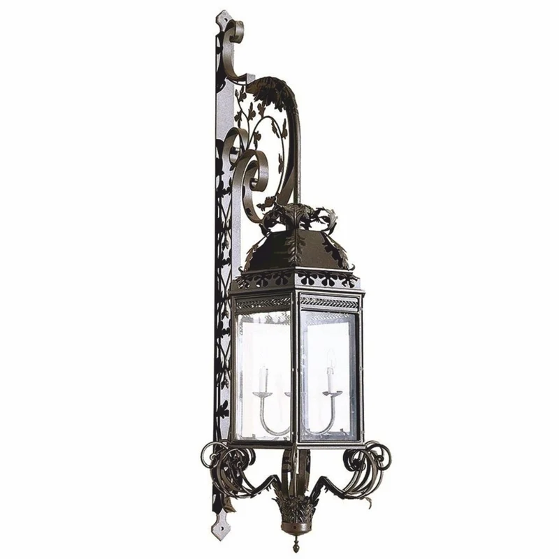 Casa Padrino Luxus Barock Außenwandleuchte Braun H. 150 cm - Barock Außenbeleuchtung