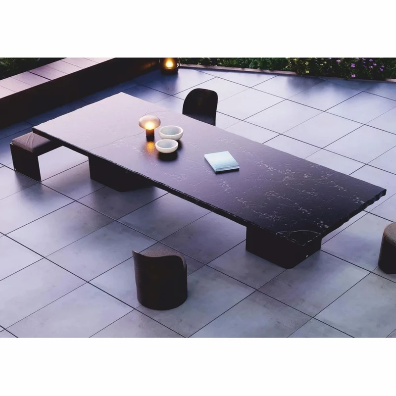 Casa Padrino Luxus Garten Esstisch Schwarz / Dunkelbraun 330 cm - Hotel & Garten Möbel