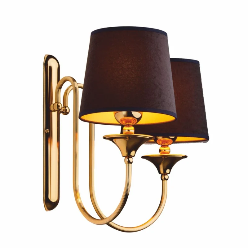 Casa Padrino Luxus Jugendstil Doppel Wandleuchte Gold / Braun / Schwarz 57 cm