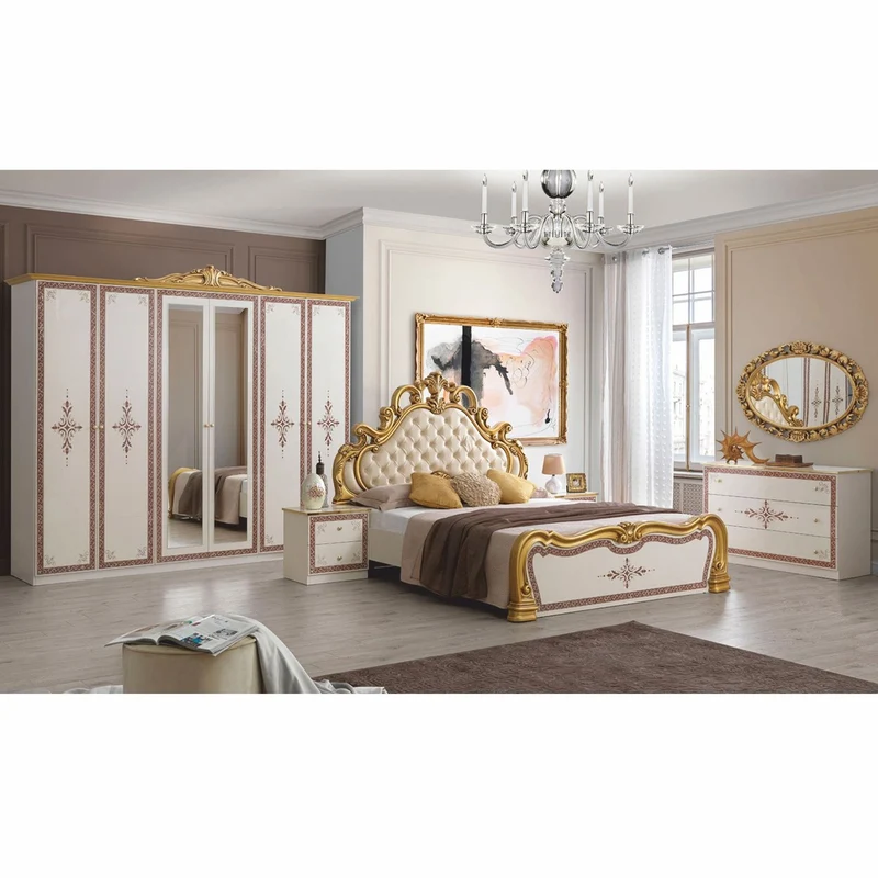 Casa Padrino Luxus Barock Schlafzimmer Schrank Weiß / Braun / Gold 261 cm - Barock Schlafzimmer Möbel