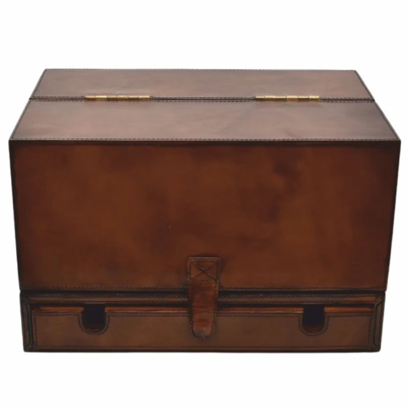 Casa Padrino Luxus Schreibtisch Oranizer Box Braun H. 43 cm - Schreibtisch Accessoires