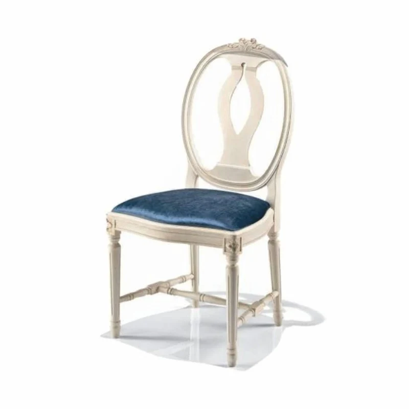 Casa Padrino Luxus Barock Esszimmer Stuhl Blau / Weiß - Made in Italy